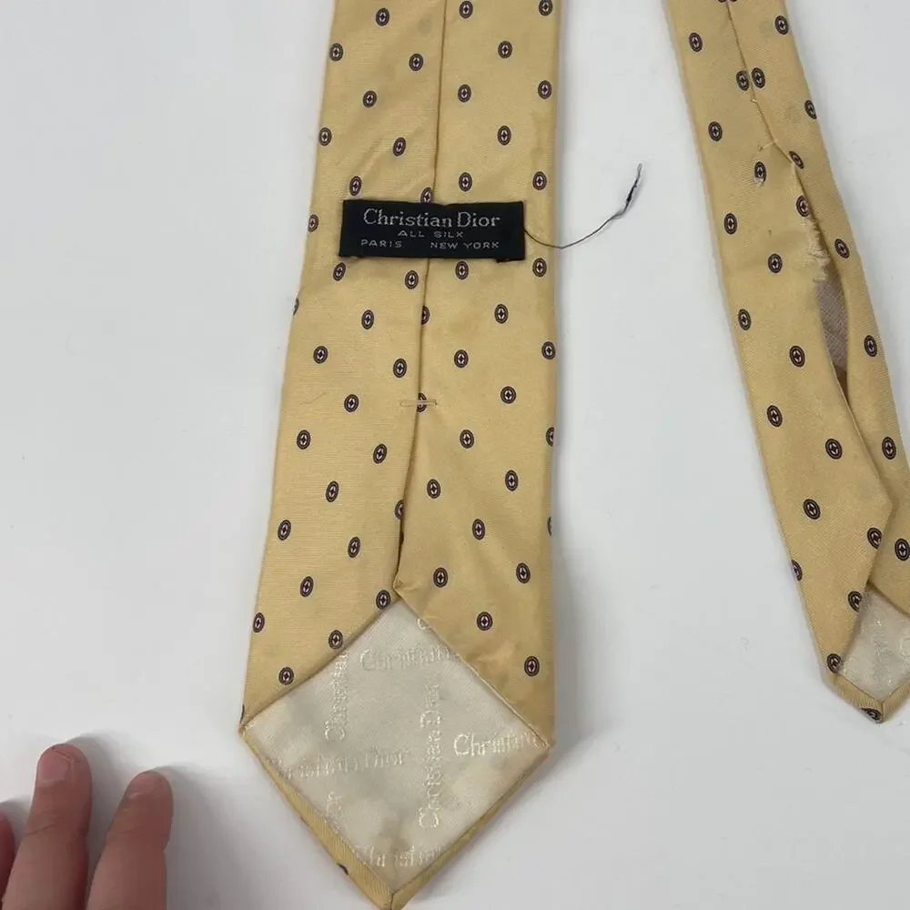 Vintage Dior yellow silk tie